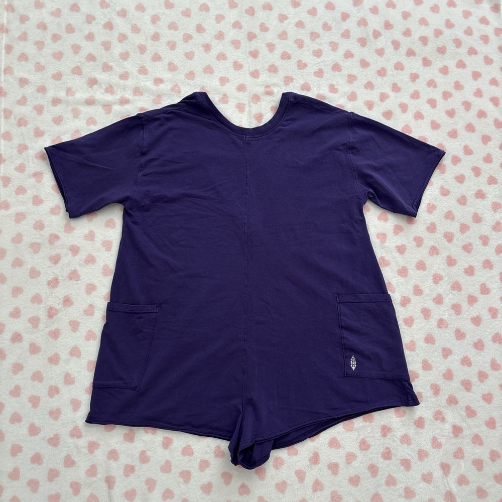 Free people hot shot tee romper dark purple Size Xsmall NWOT